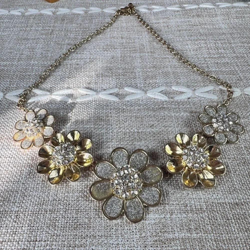 Zara Gold and Silver Floral Gemstone Necklace